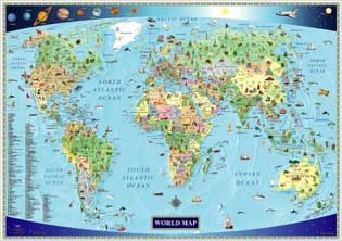 兒童英文世界地圖 kids children english world map