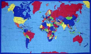 英文世界地圖 純棉 english world map fabric panel